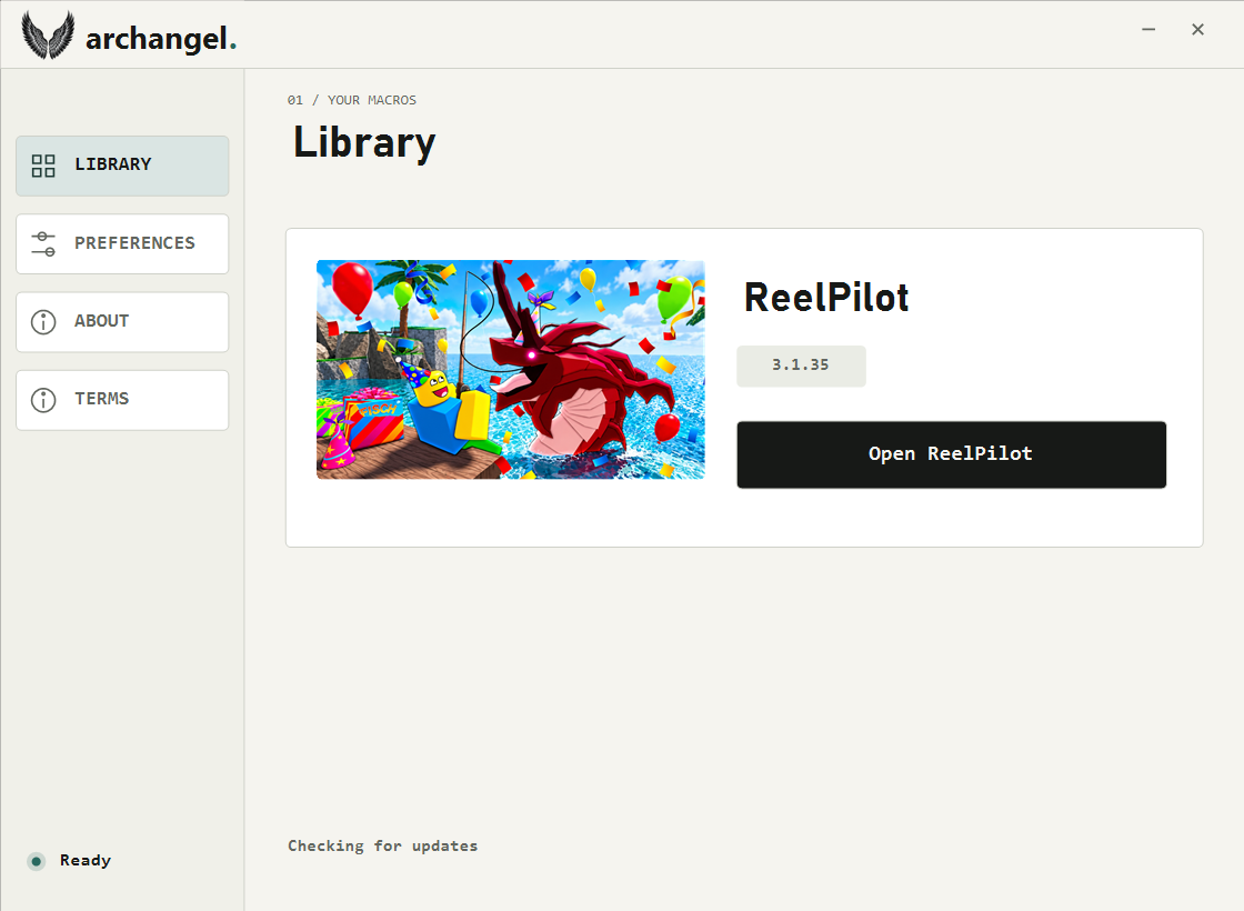 Archangel Hub in white mode, showing appearance preferences